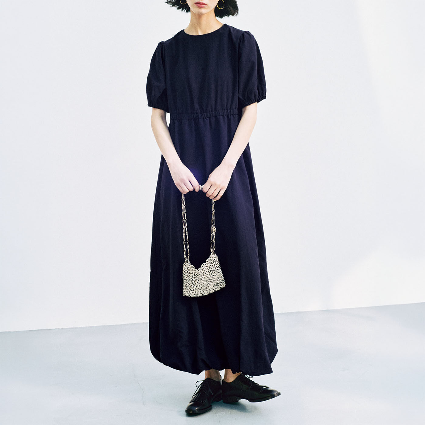 Real Stock | バルーンヘムワンピース〈ネイビー〉