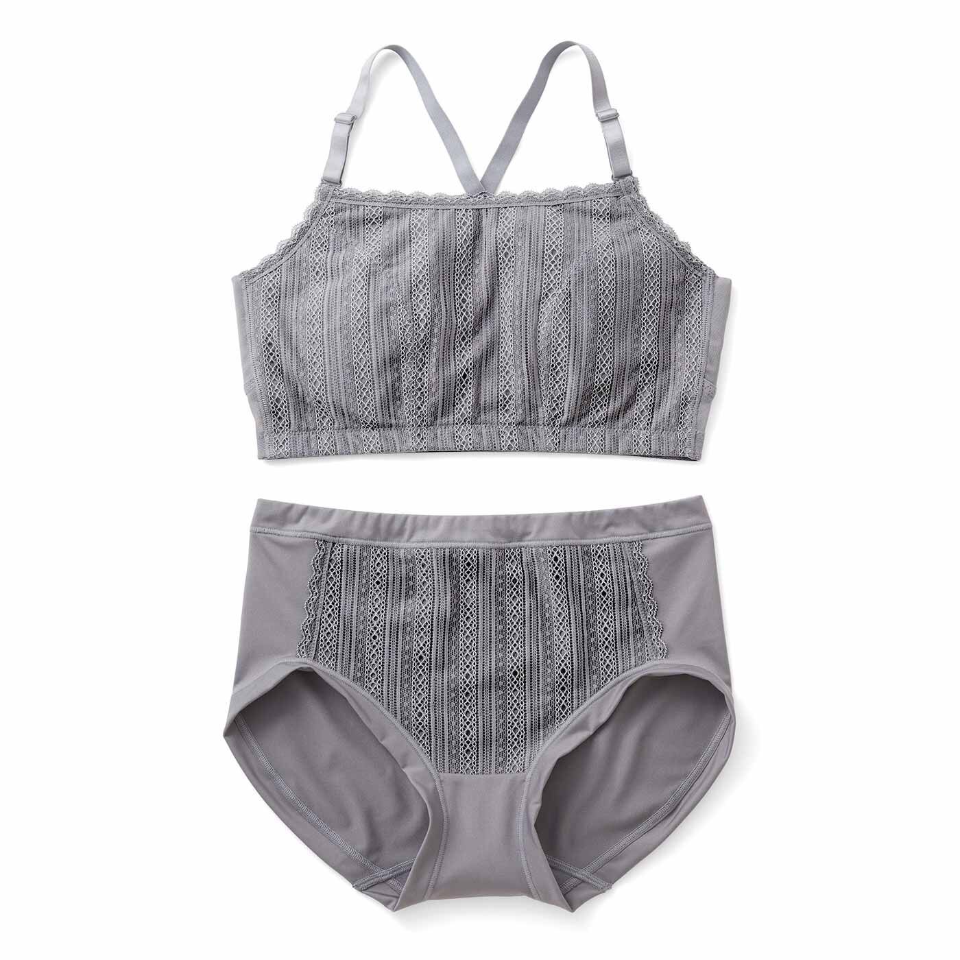 Real Stock|スラっとピン！ ヨガ気分&times;フラットブラ＆ショーツ for Work〈グレー〉|〈グレー〉