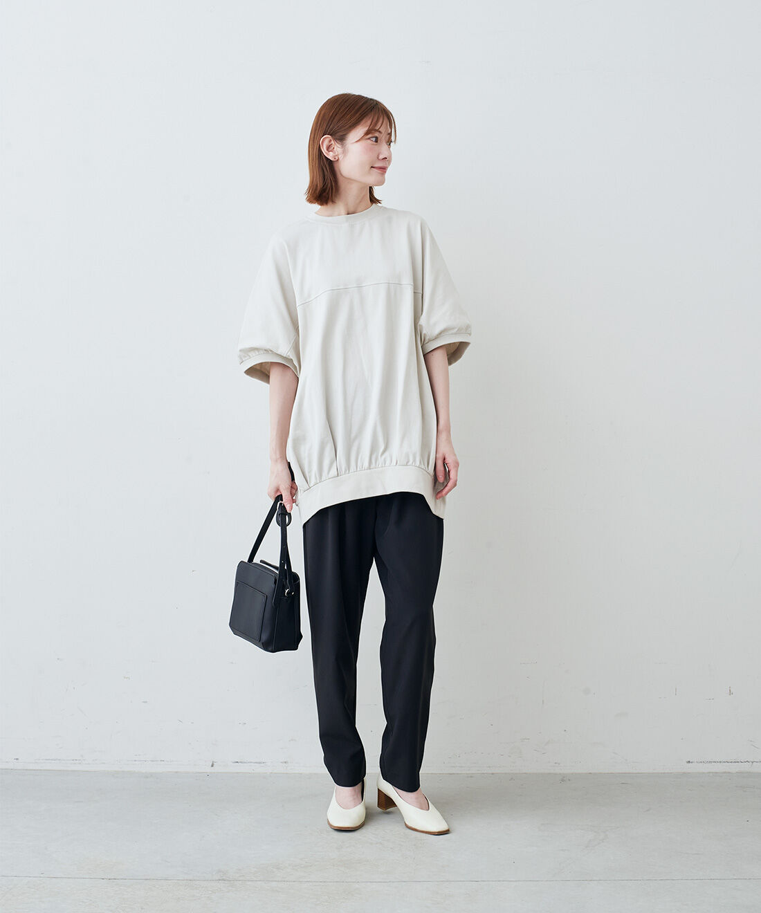 IEDIT|Her smileプロジェクト IEDIT[イディット]　接触冷感・吸汗速乾・抗菌防臭！ Ohcool（R）Ⅱplus素材のドルマンプルオーバーの会|モデル身長：165cm　着用サイズ：M