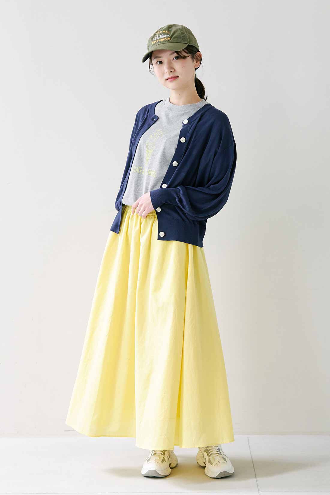 シロップ. 特急便|【3～10日でお届け】シロップ. さらっとした肌心地のシアーカーディガン〈ネイビー〉|身長162cm/Mサイズ着用
