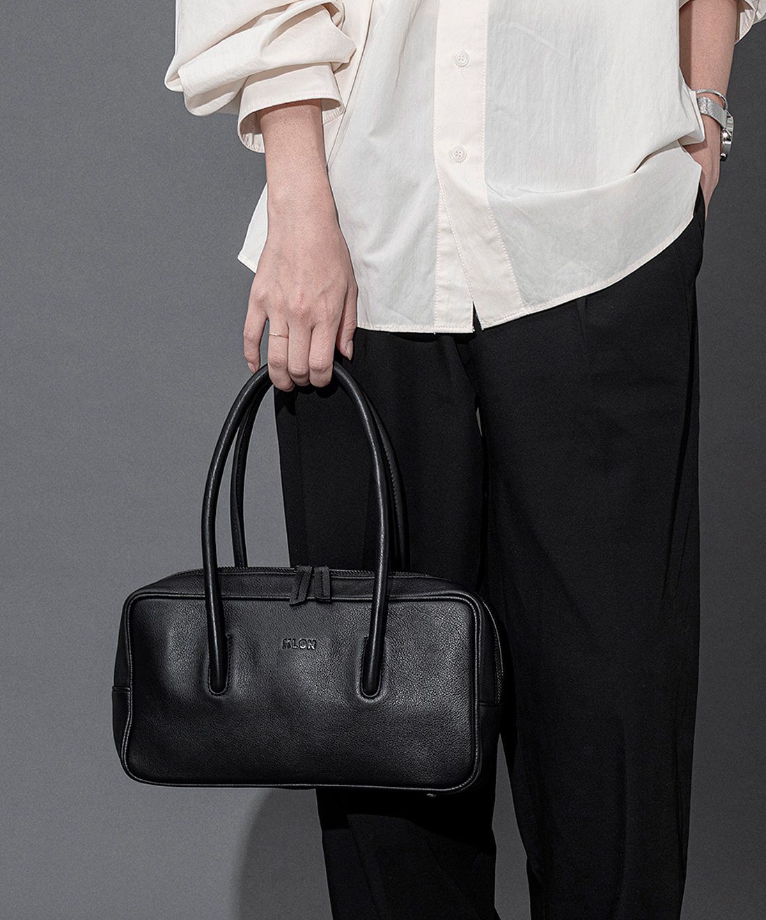 SeeMONO|KLON LEATHER BAG SQUARE BOSTON MINI BLACK