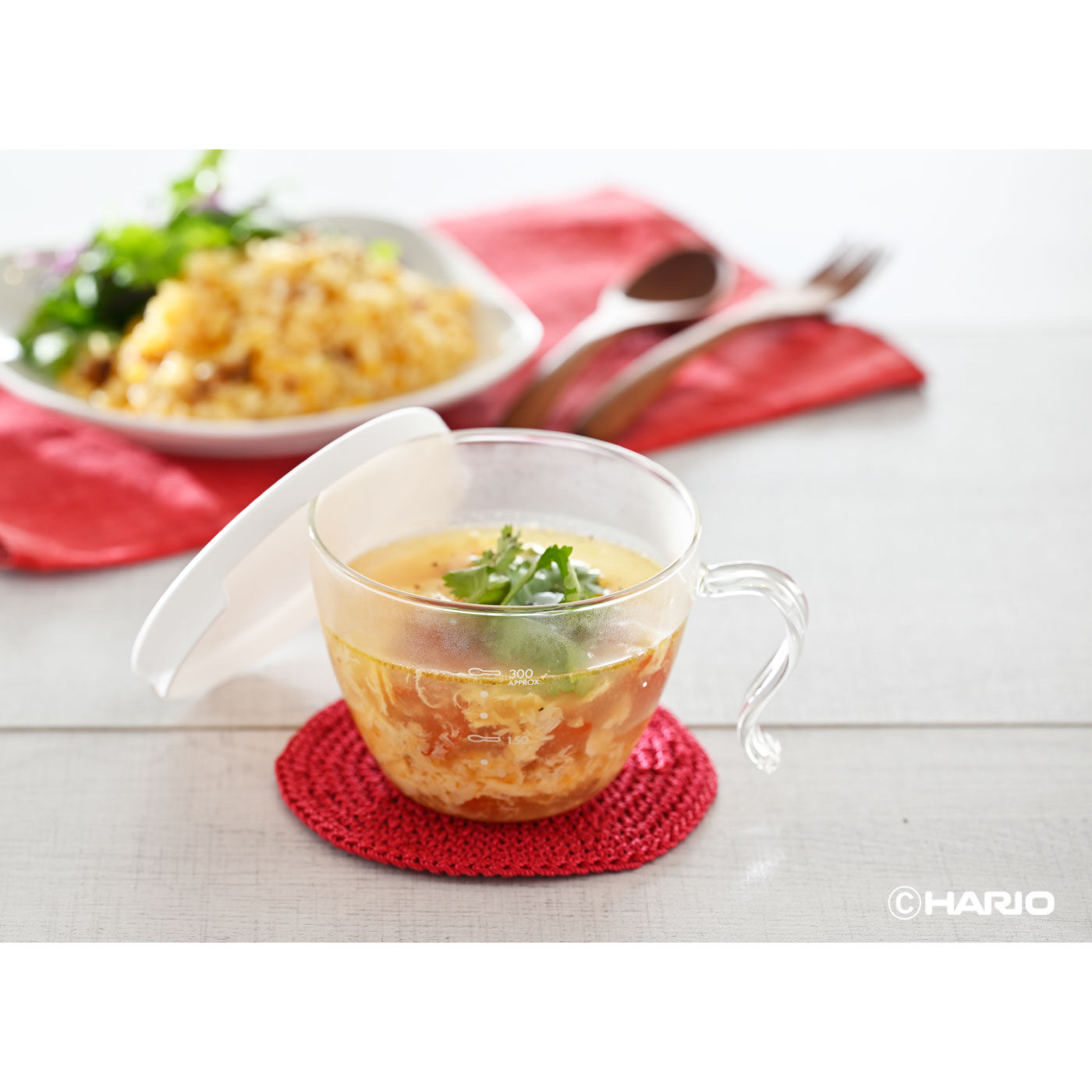 FELISSIMO PARTNERS|ひとり分のスープを電子レンジで簡単調理　スタッキングできるＨＡＲＩＯ耐熱ガラススープカップ