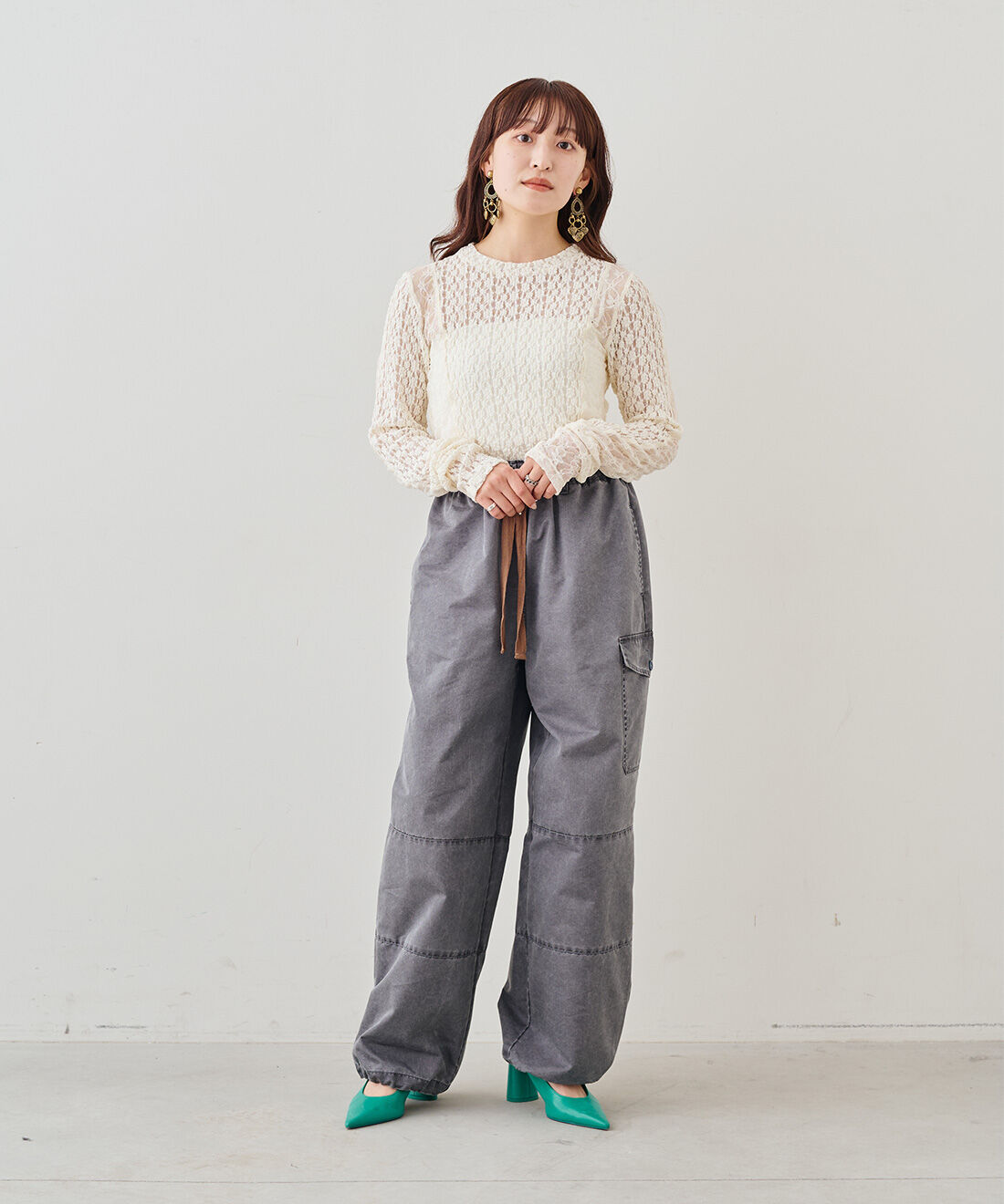 MEDE19F|MEDE19F　製品加工をほどこしたミリタリーパンツ|モデル身長：156cm　着用サイズ：M