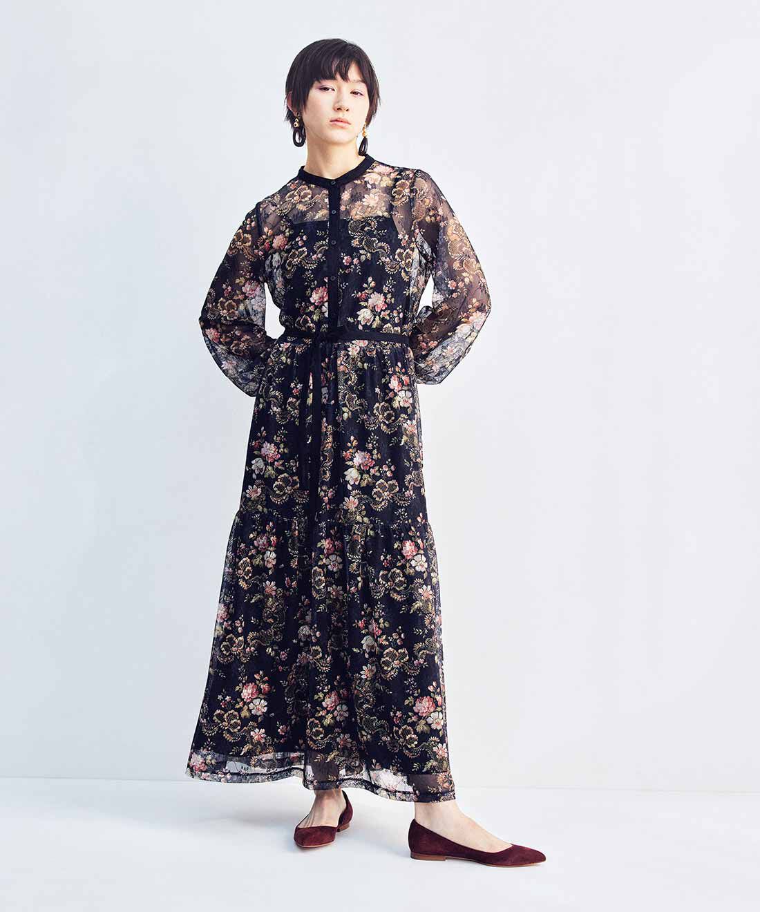 MEDE19F|MEDE19F　ミュルーズモダン〈「ミュルーズ染織美術館」アーカイブコレクション〉レース地プリントワンピース