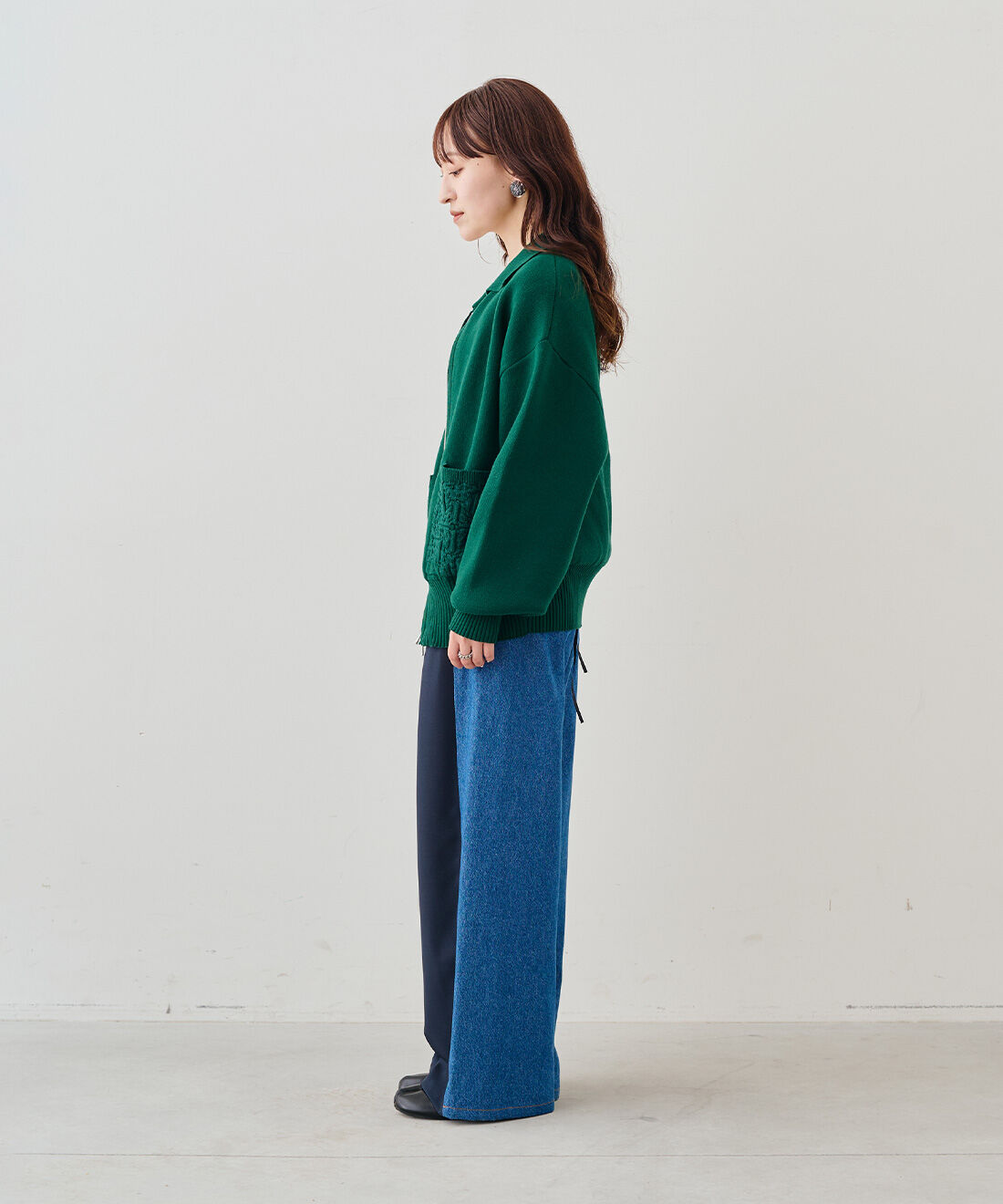 MEDE19F|MEDE19F　コットンブレンドニットジャケット|モデル身長：156cm　着用サイズ：M