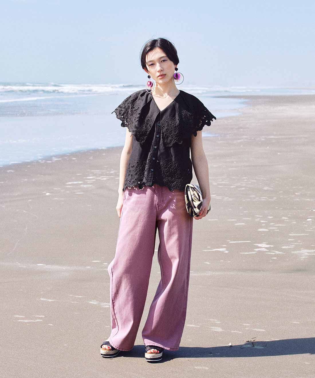 MEDE19F|MEDE19F　ヴィンテージ加工コットンツイルパンツ〈モーブピンク〉