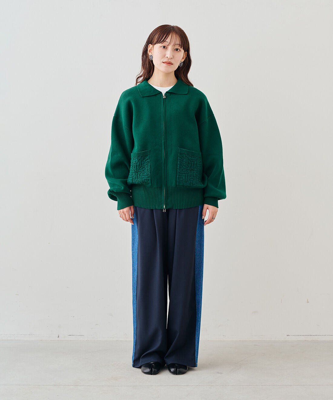 MEDE19F|MEDE19F　コットンブレンドニットジャケット|モデル身長：156cm　着用サイズ：M