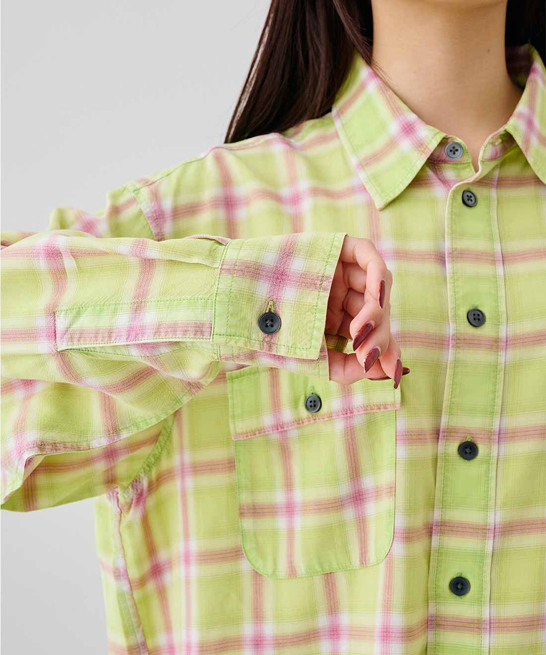 MEDE19F|MEDE19F　色落ちさせたチェックシャツ〈グリーンチェック〉