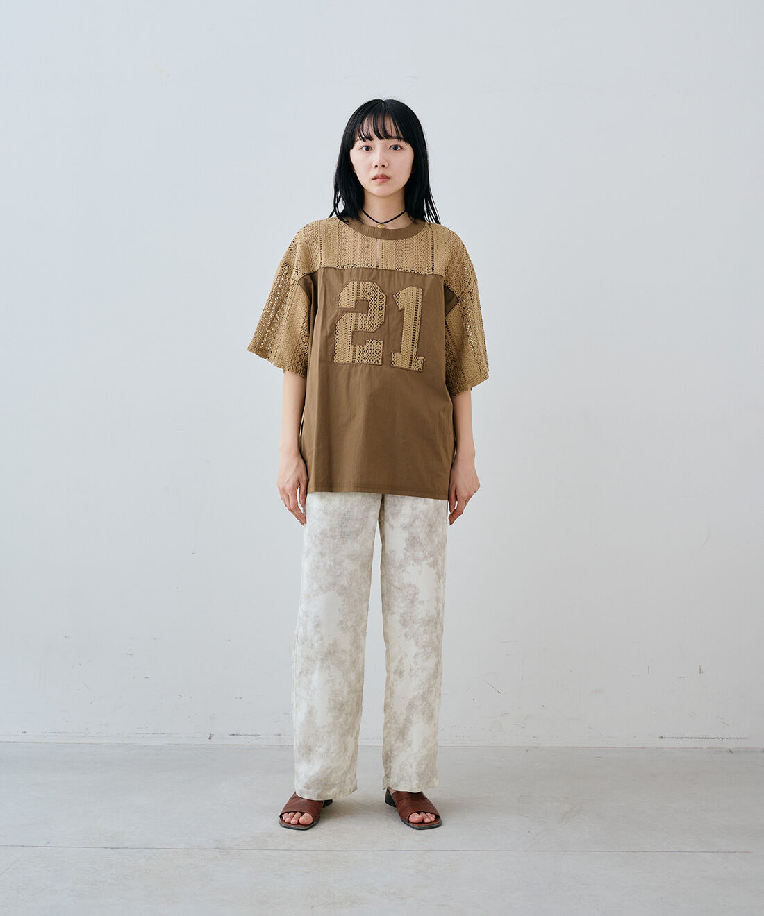 MEDE19F|MEDE19F　レースナンバー コラージュトップスの会|モデル身長：163cm　着用サイズ：M