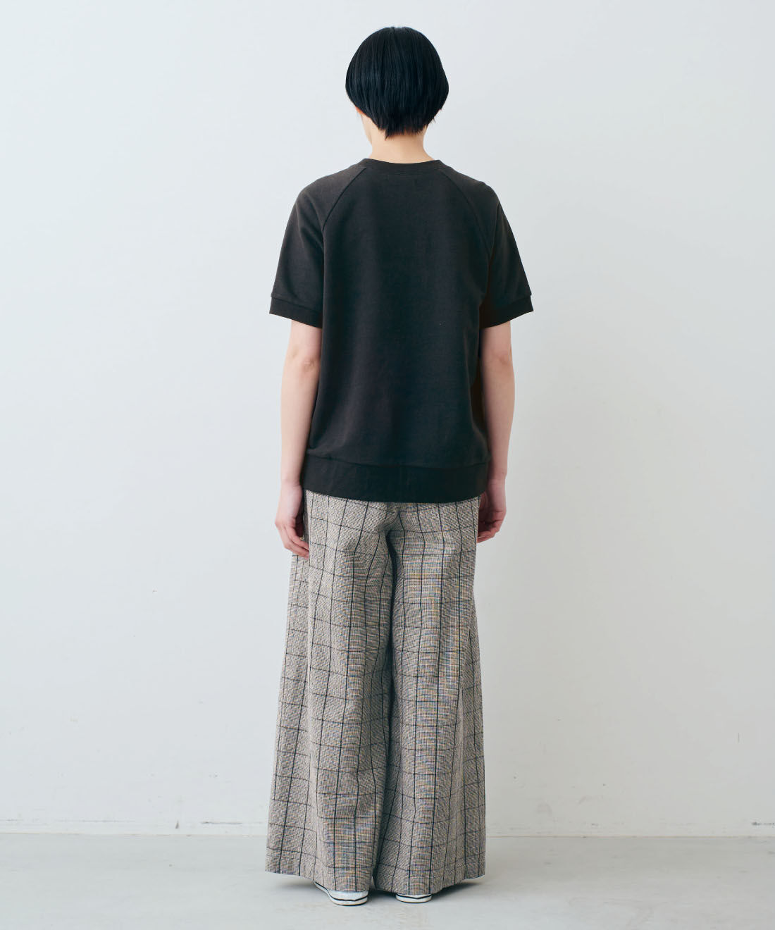 THREE FIFTY STANDARD|綿100％ モノトーンチェック ワイドパンツのコーディネート