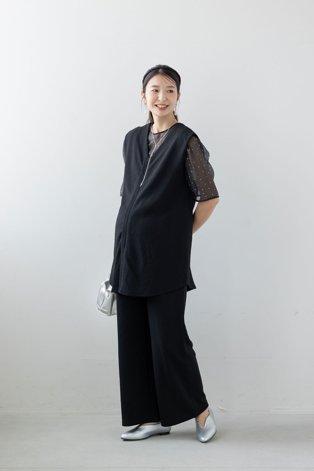 フェリシモMama|Moredde　マタニティから産後も使える　２－ＷＡＹカットソーセットアップ〈ブラック〉