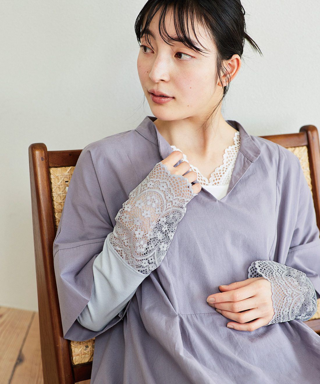 flufeel|透かしレースで手もとに華やぎを　綿混アームカバーの会