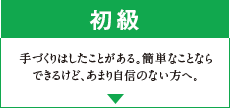 初級 手づくりはしたことがある。簡単なことならできるけど、あまり自信のない方へ。