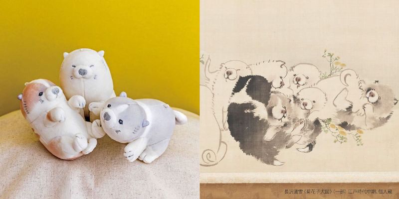 江戸わんこがコロコロ　芦雪犬マスコット