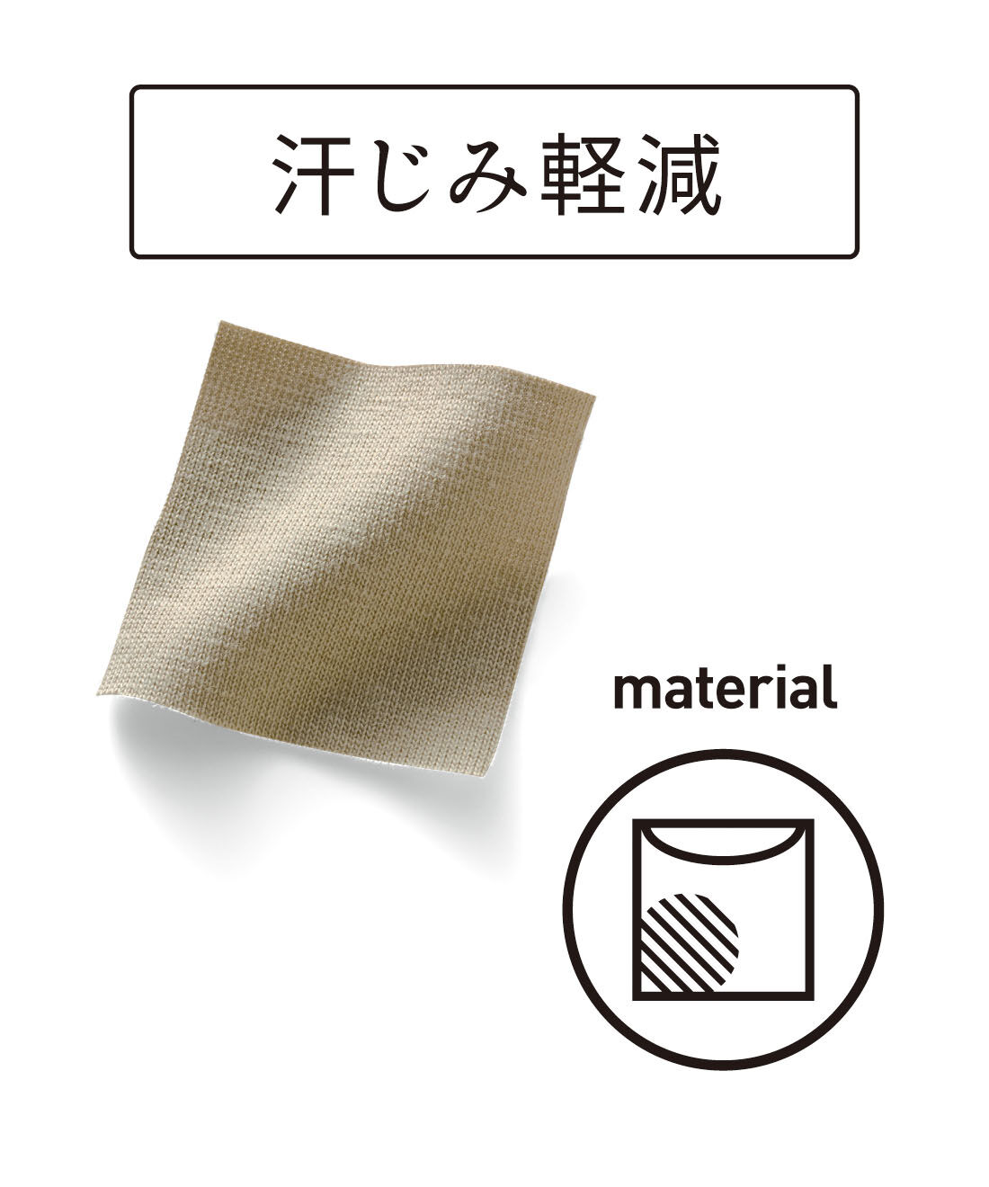 汗じみ軽減加工をほどこした、きれいな印象の綿ポリエステル混素材。